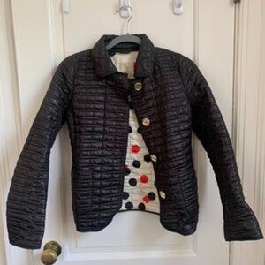 Adorable Kate Spade black quilted jacket with polka dot lining XS
